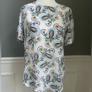 Loft short sleeve paisley print floral blouse XS